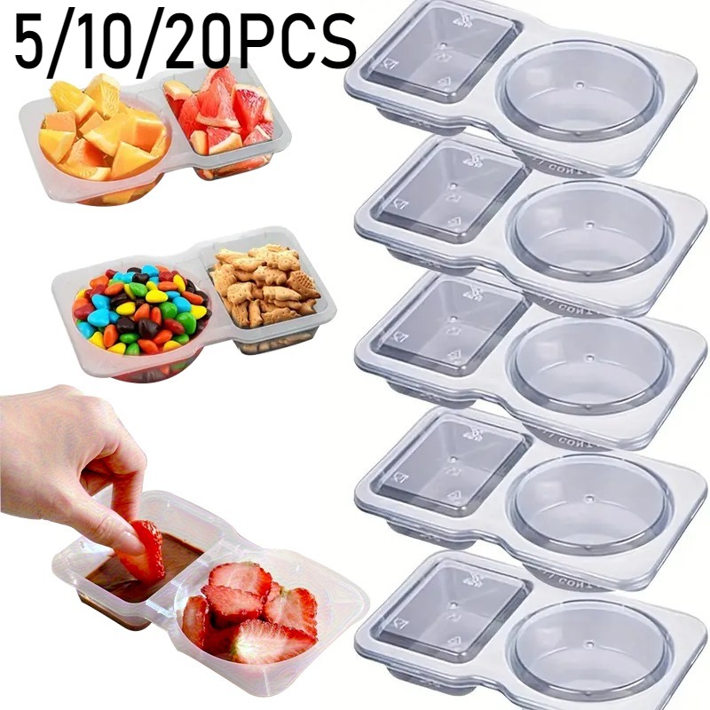 Snack Container Travel - 5/10/20PCS Double Compartment Seasoning Container with