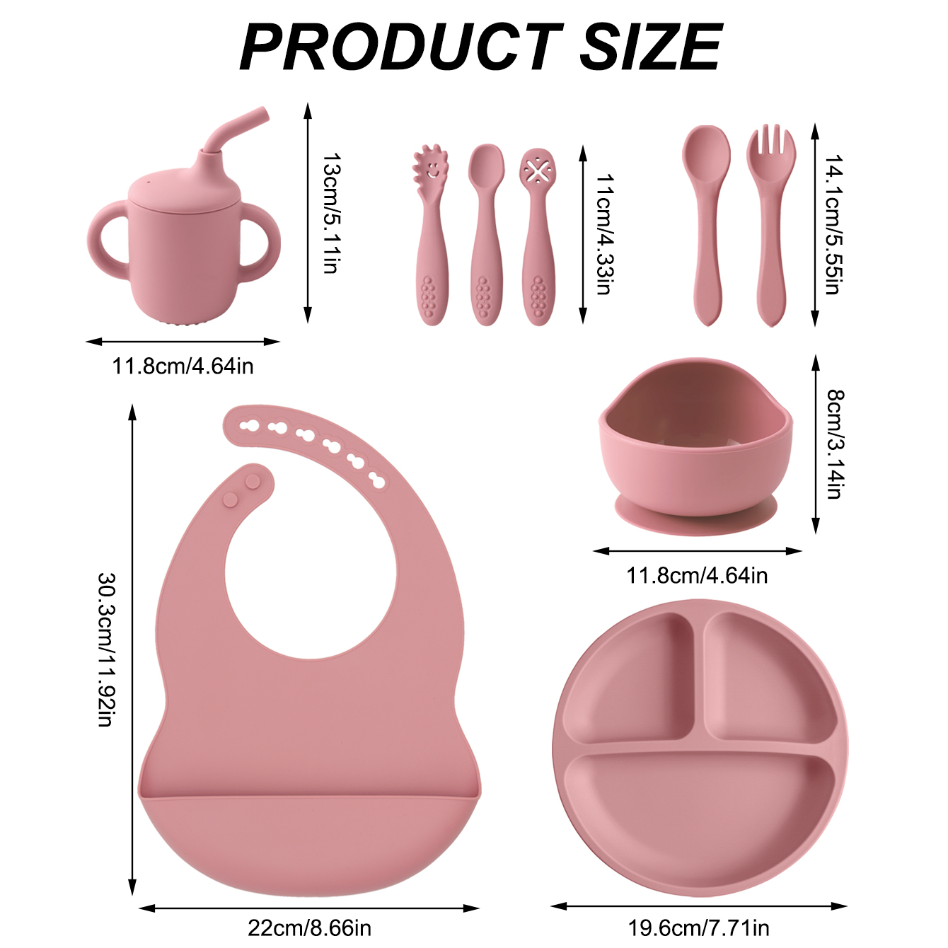 9PCS Silicone Baby Feeding Set - огляд і ціна Plate Suction Toddler