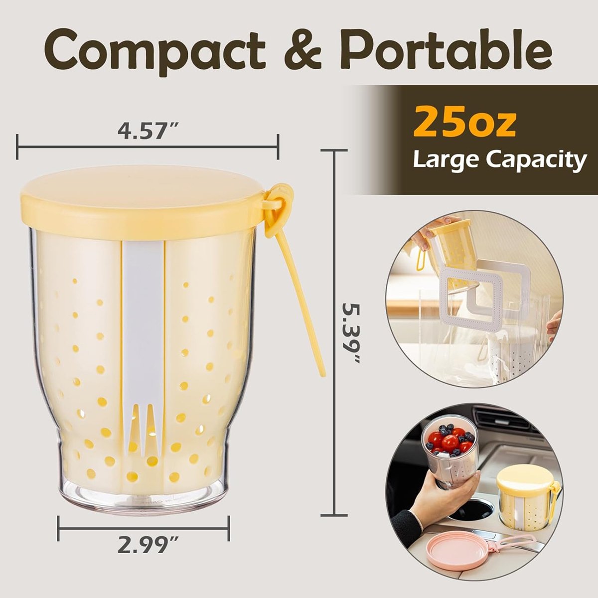 25 Oz Travel Fruit Cups for Ca - огляд і ціна Snack Container Travel