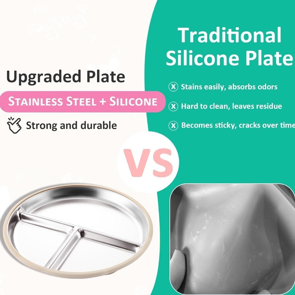 New Non-Slip Stainless Steel K - огляд і ціна Plate Suction Toddler