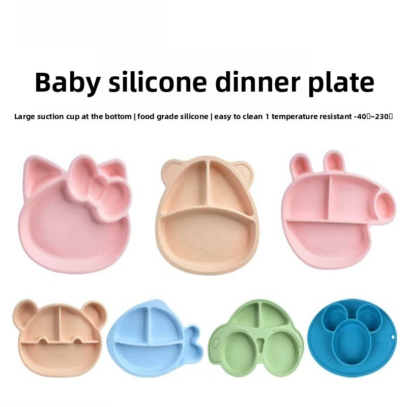 BPA freeCartoon Silicone Divid - огляд і ціна Plate Suction Toddler