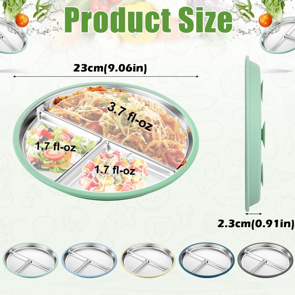 Stainless Steel Kids Plate wit - огляд і ціна Plate Suction Toddler