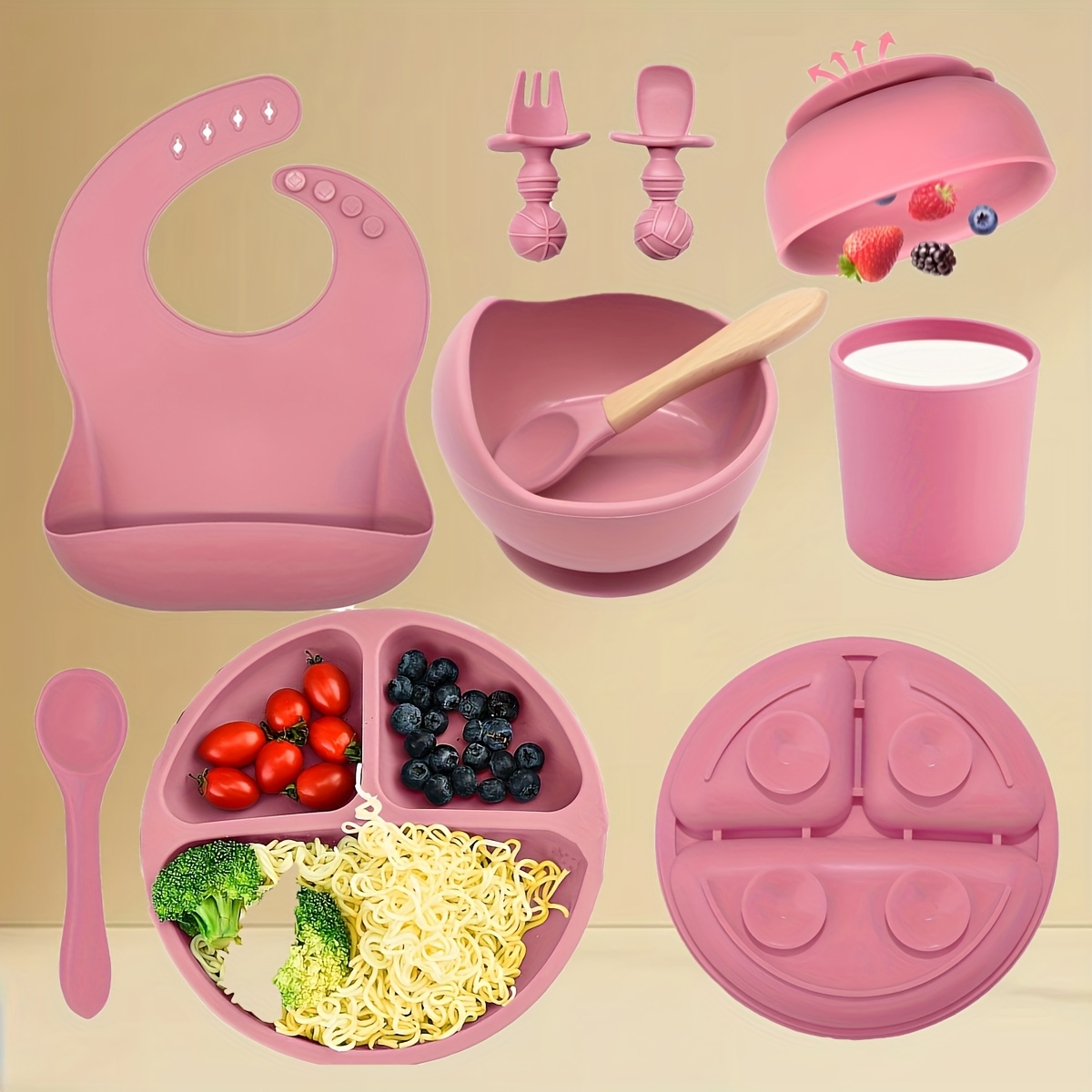 8-Piece Silicone Baby Feeding  - огляд і ціна Plate Suction Toddler