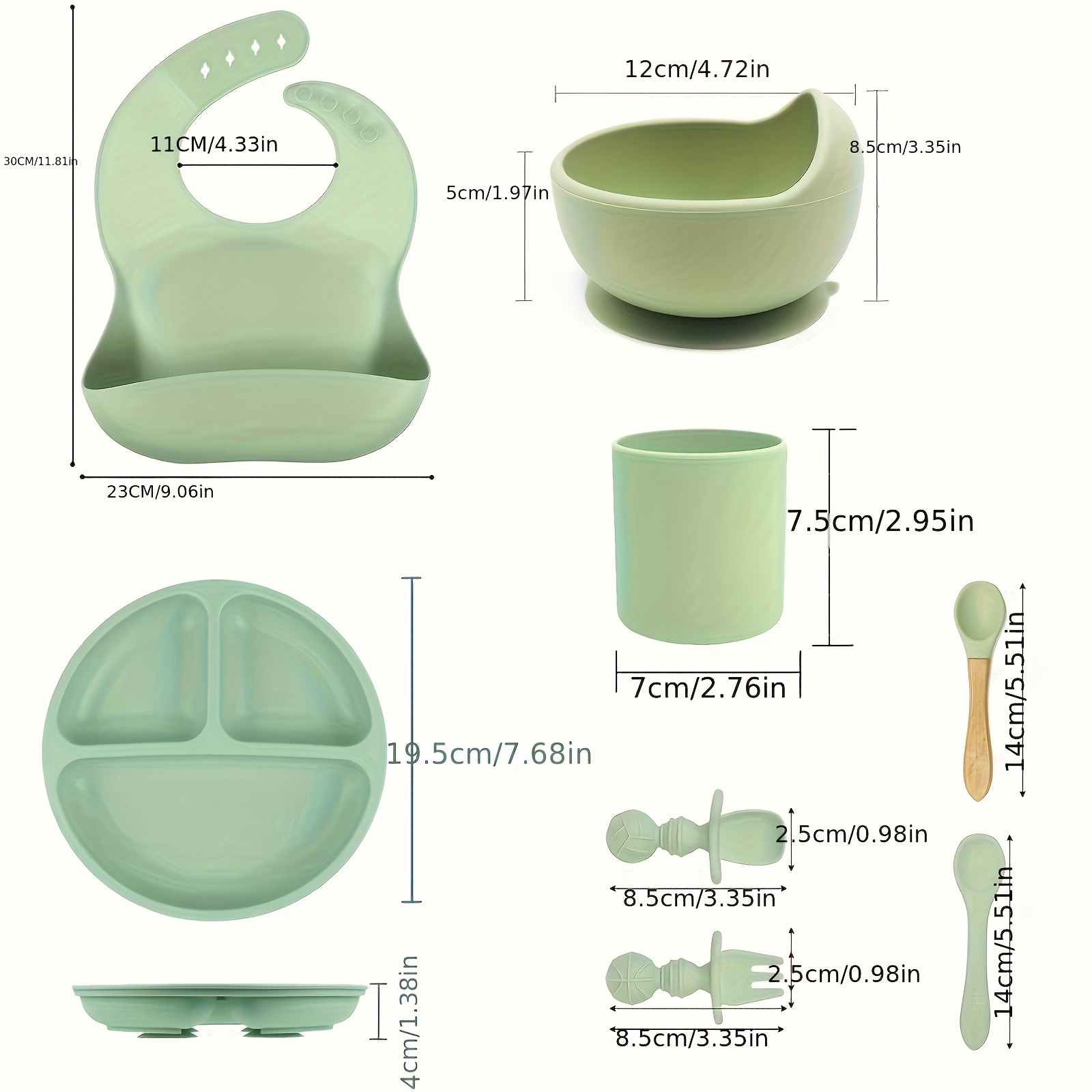 8-Piece Silicone Baby Feeding  - огляд і ціна Plate Suction Toddler