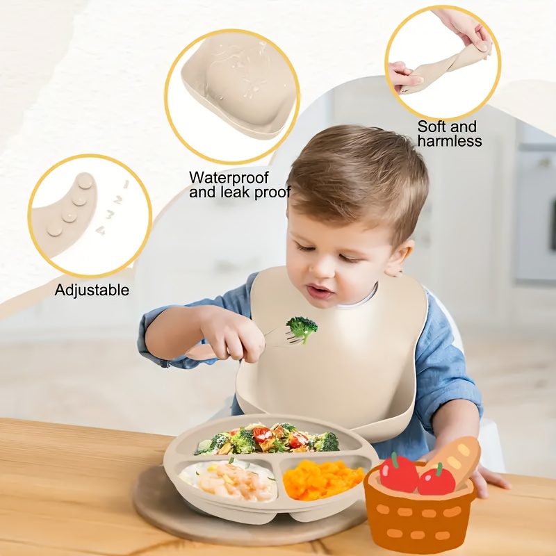 8-Piece Silicone Baby Feeding  - огляд і ціна Plate Suction Toddler