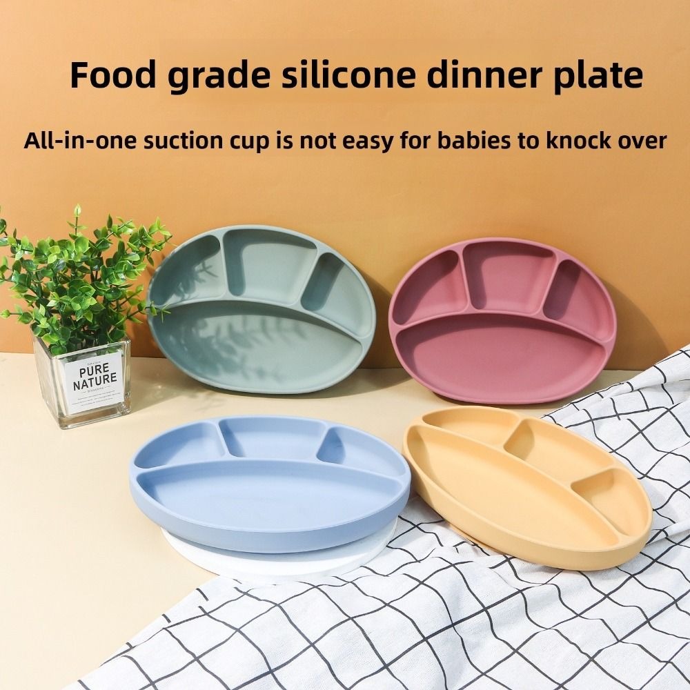 Non-Slip Silicone Divided Plat - огляд і ціна Plate Suction Toddler