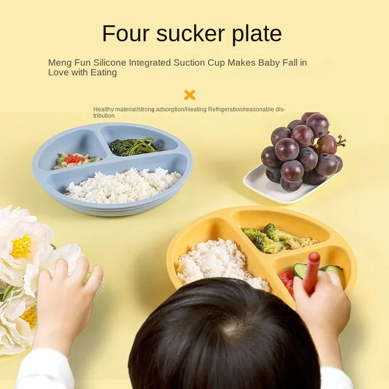 3Pcs Silicone Baby Feeding Set - огляд і ціна Plate Suction Toddler