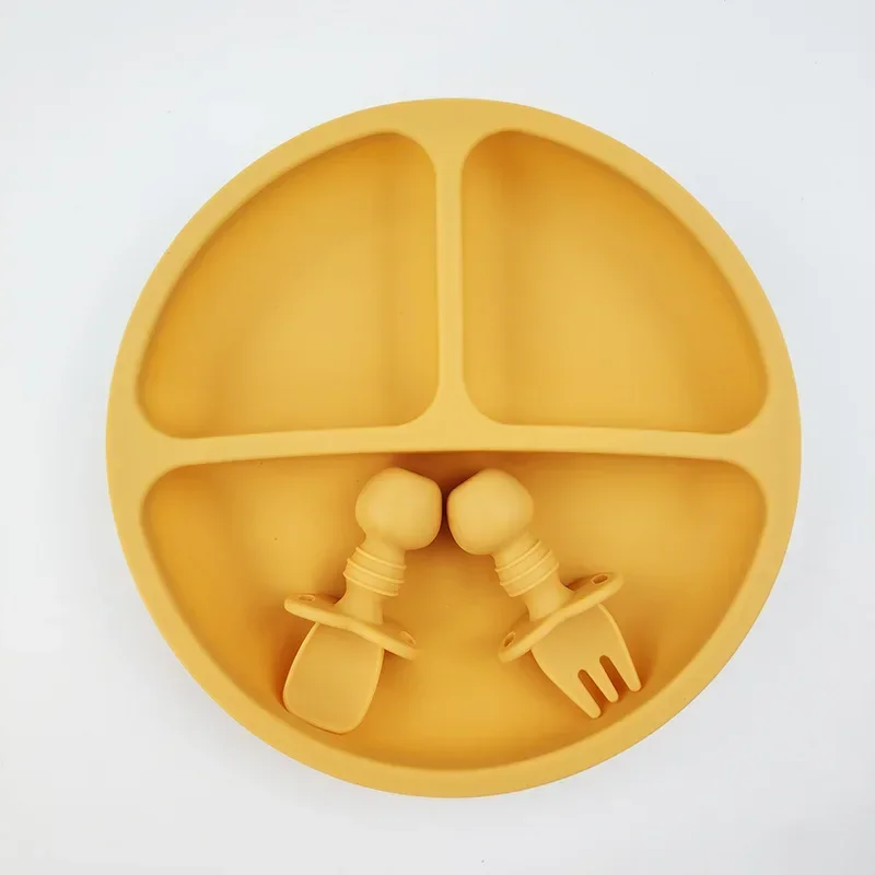 3Pcs Silicone Baby Feeding Set - огляд і ціна Plate Suction Toddler