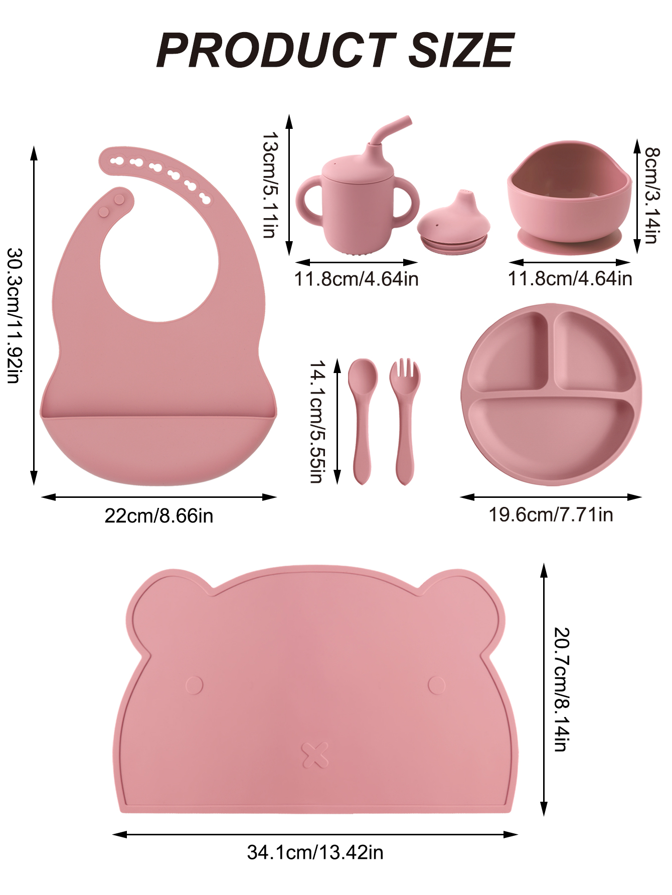 7PCS Silicone Baby Feeding Set - огляд і ціна Plate Suction Toddler